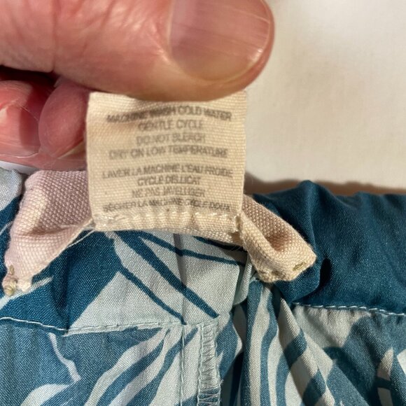 Quagga Green Label Tropical Print Lounge Pants Size M Teal Wide Leg High Rise - Picture 12 of 12